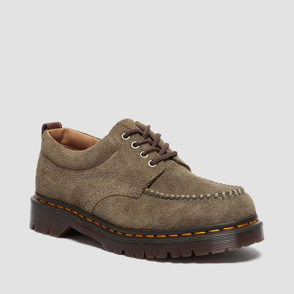 ★人気【DR.MARTENS】LOWELL SUEDE MOC TOE★DMS OLIVE D.BROWN Dr. Martens Lowell Suede Moc Toe Shoes | olive/dark brown