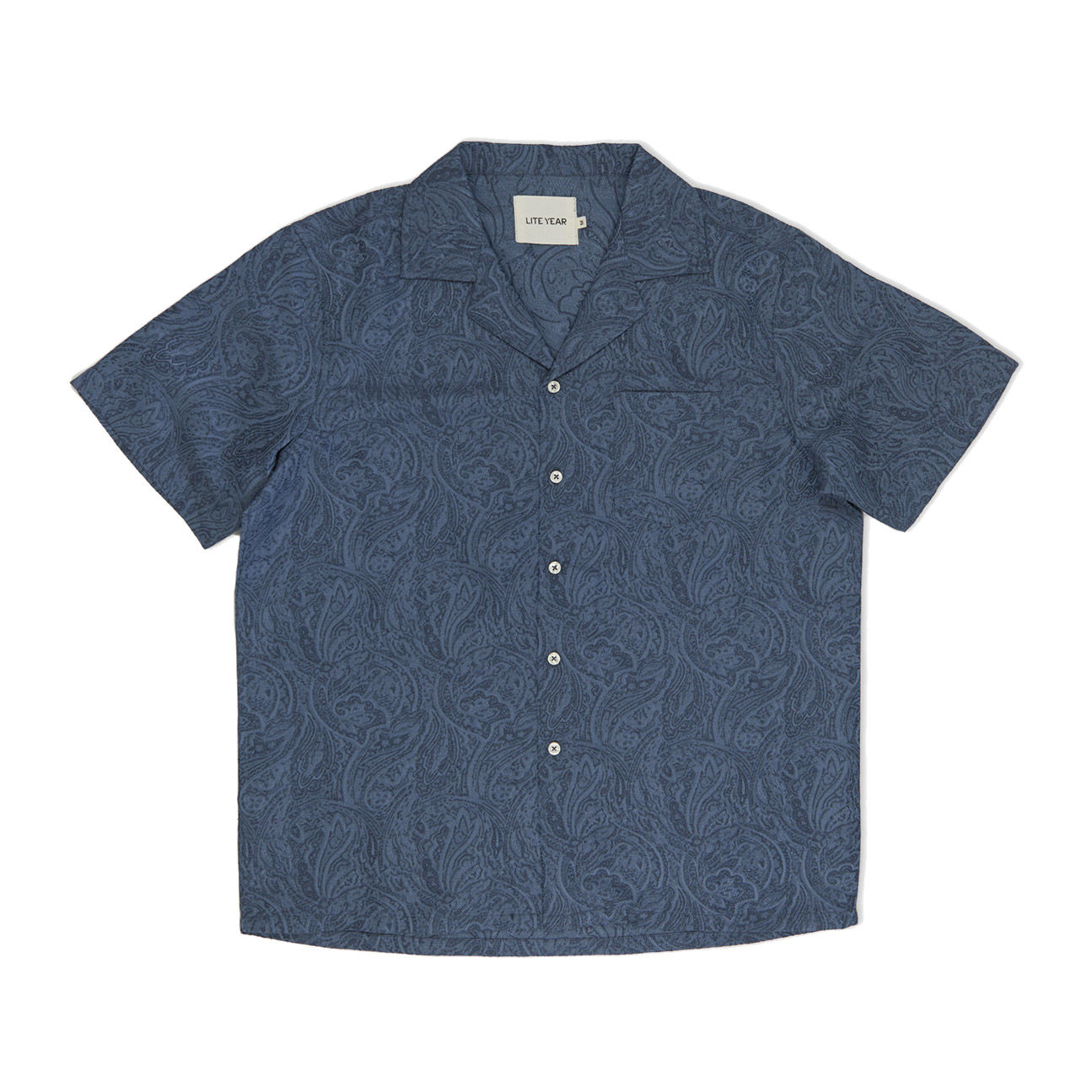 Lite Year Short Sleeve Camp Collar Shirt in paisley blue