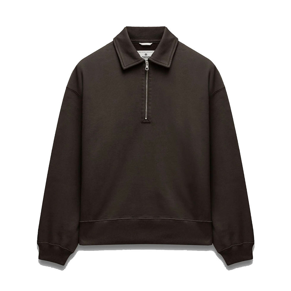 Reigning Champ Brushed Fleece Half Zip Sweatshirt in coffee