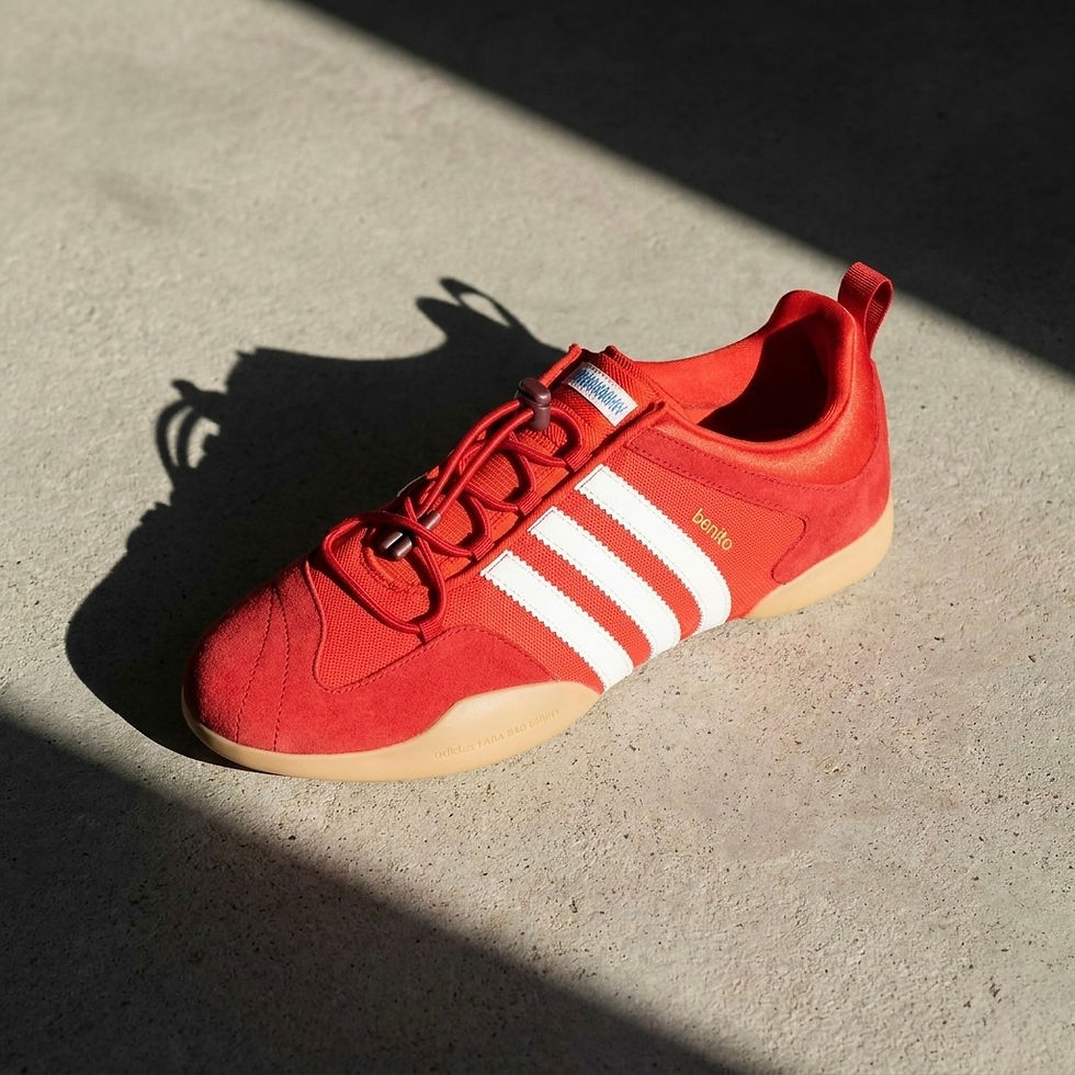 Adidas Bad Bunny Ballerina Sneaker Flamboyan sunlit on concrete sidewalk