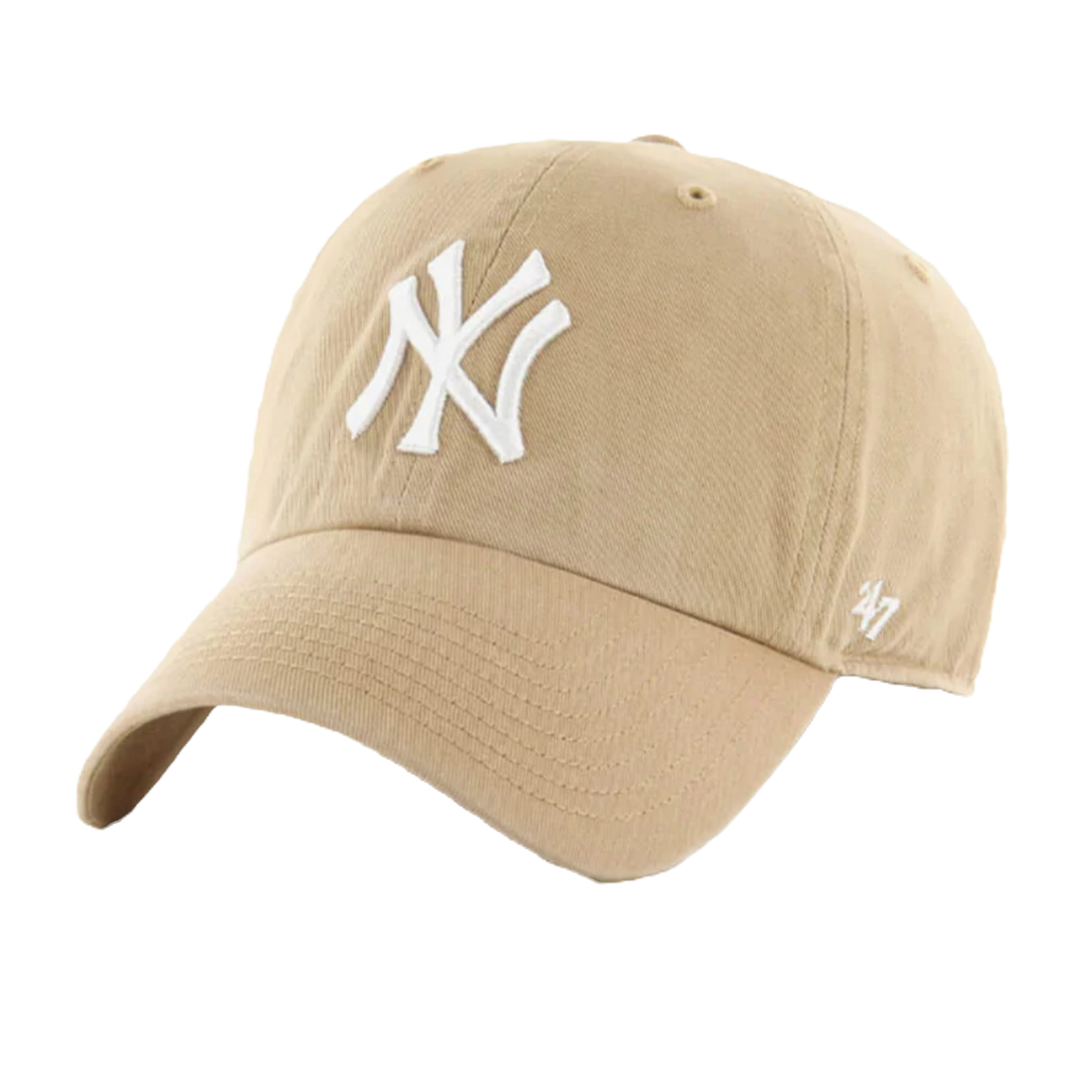 47 Brand New York Yankees CLEAN UP Cap in khaki, white front panel logo