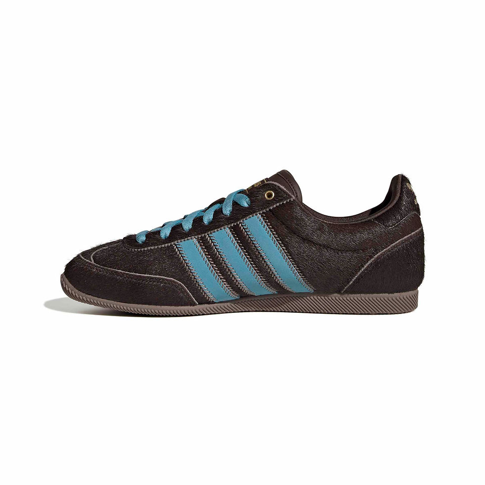 Adidas Women's Japan Sneakers JS4028 in dark brown, preloved blue, trace brown side stripe panel