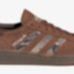 Adidas Handball Spezial Womens Sneakers KI2165 in preloved brown, crystal linen outer 3 stripe snake design