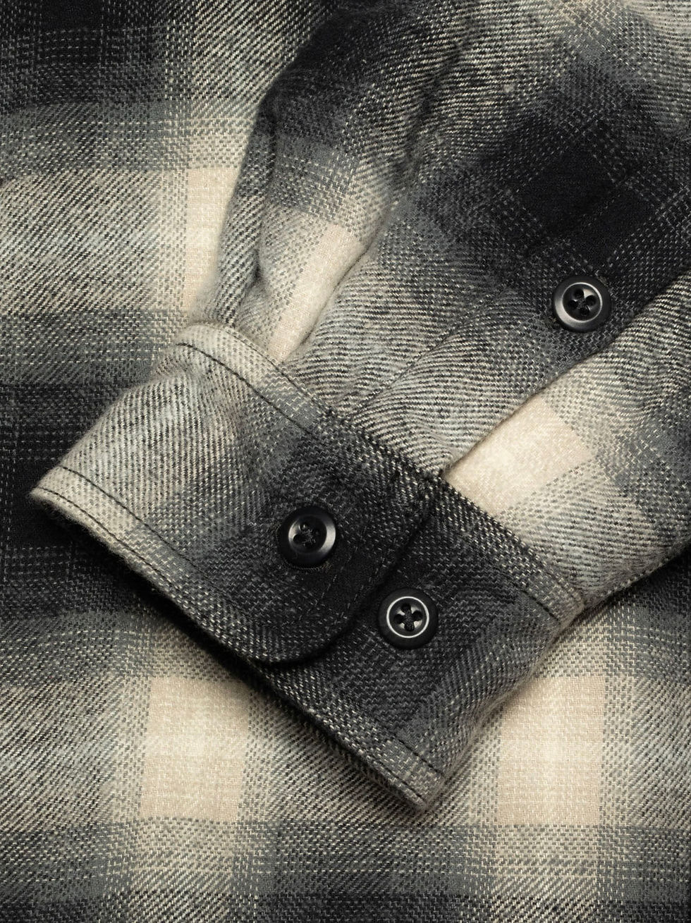 Nudie Jeans Glenn Padded Shirt in shadow check black sleeve cuff