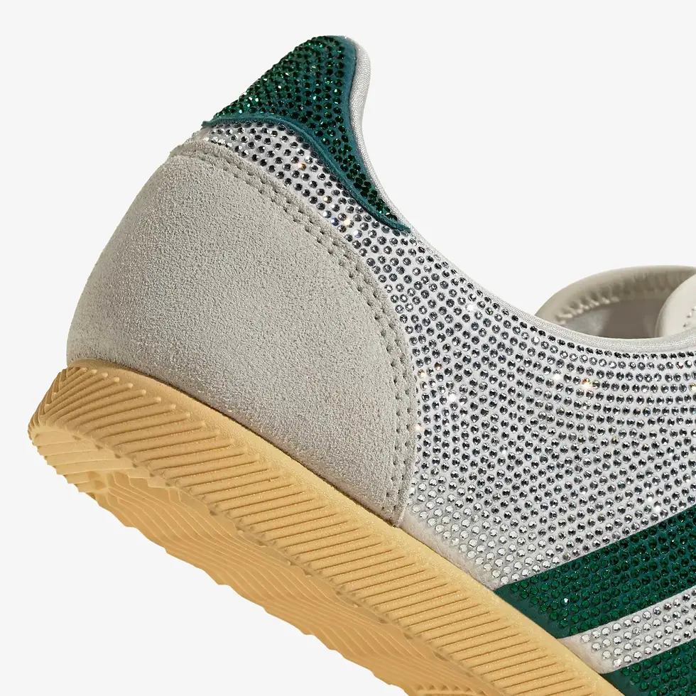Thumbnail: Adidas Women's Japan Rhinestone Sneakers KJ4911 in cwhite, ricgreen, ortin back heel rhinestone designing