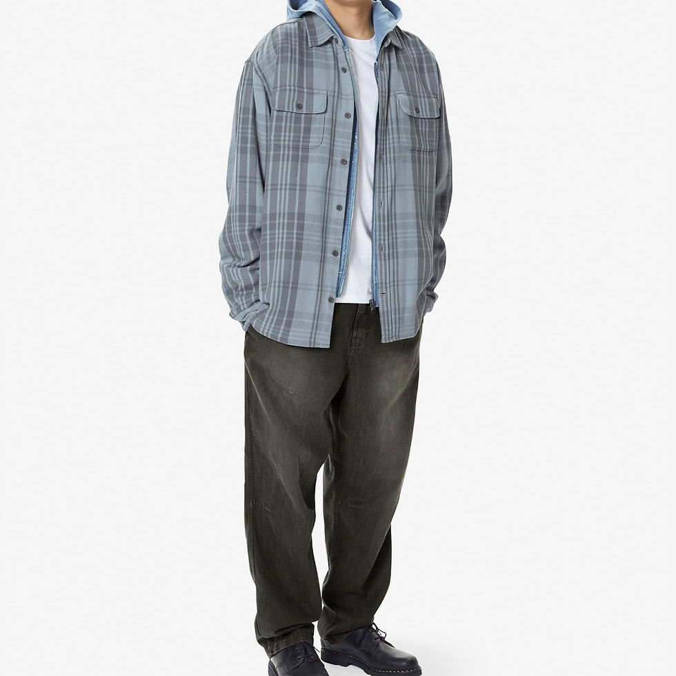 Thisisneverthat Big Flannel Work Shirt in Slate on model front