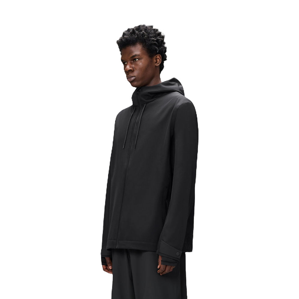 Rains Suva Softshell Jacket in black on male model