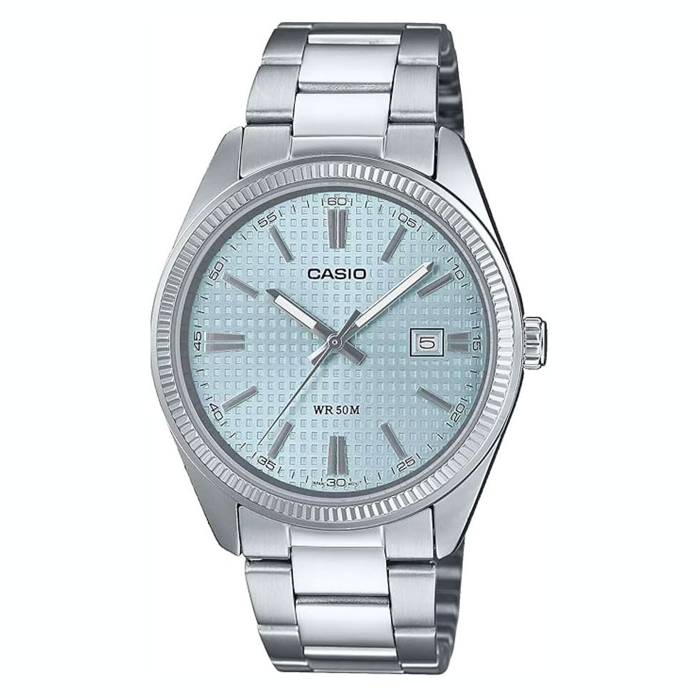 Casio Vintage Watch MTP1302PEC-2 sky blue grid, silver
