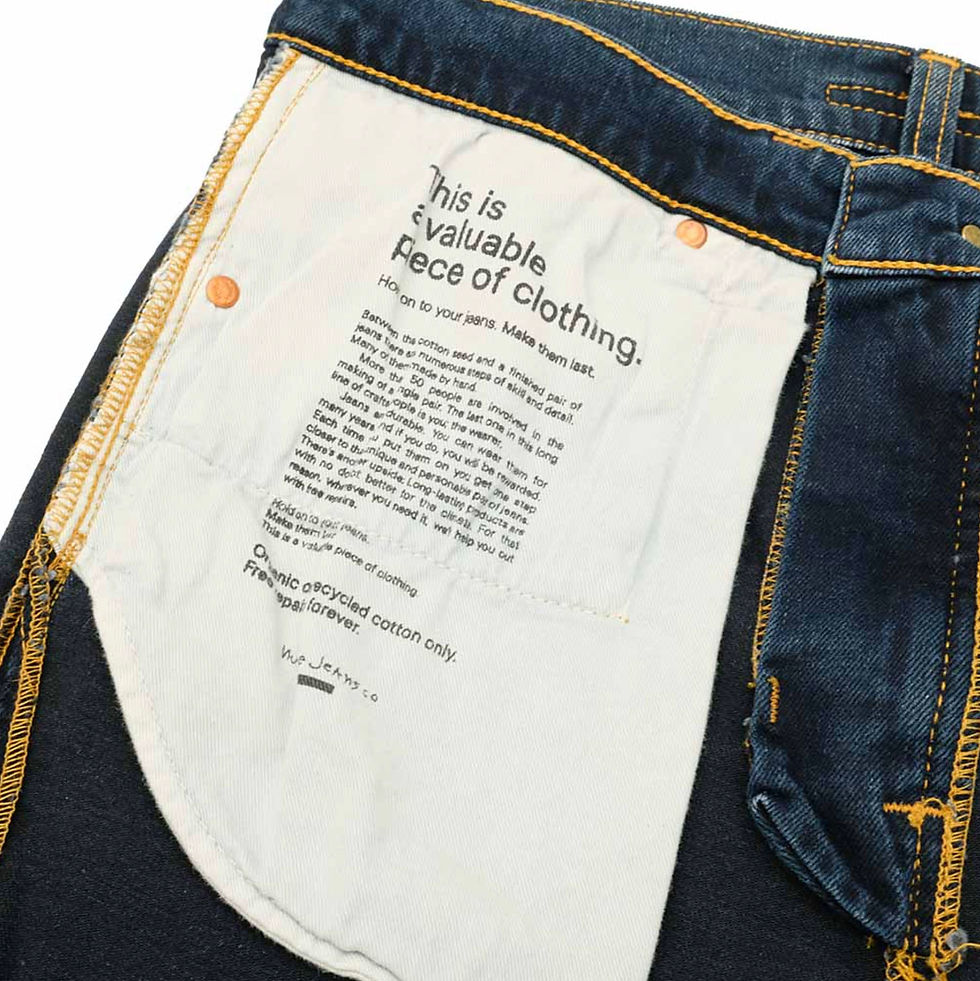 Nudie Jeans Lean Dean Denim in new ink inside pocket script