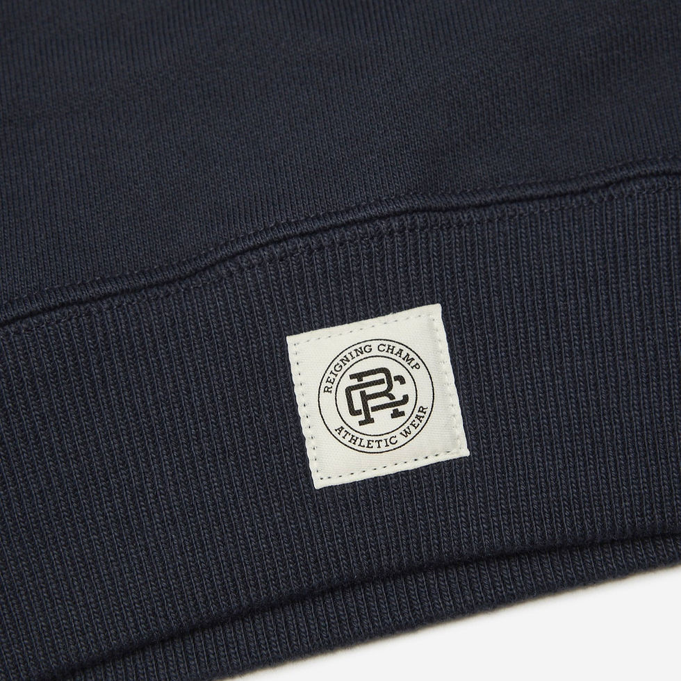 Thumbnail: Reigning Champ Brushed Fleece '97 Relaxed Hoodie in navy bottom label