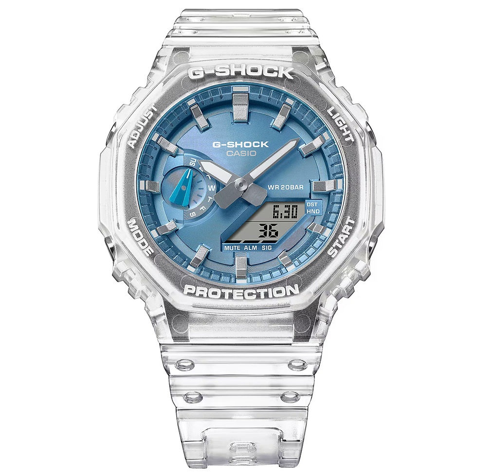 G-Shock 2100 Series Watch GA-2100BM-7A2 in clear band, blue face front