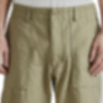 FrizmWORKS Backsatin Fatigue Pants in khaki, beige front pocket detail
