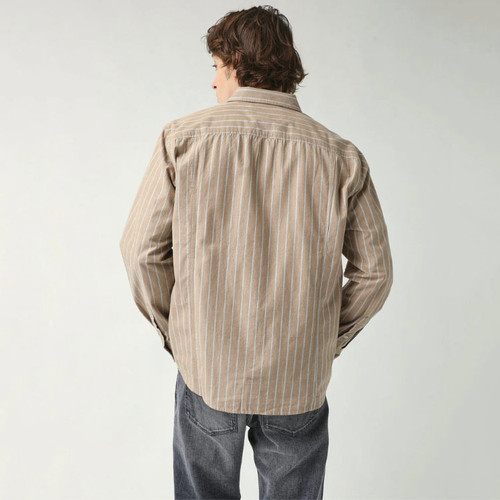 Corridor Tan Stripe Shirt | tan/grey stripes | Evolve Clothing Gallery
