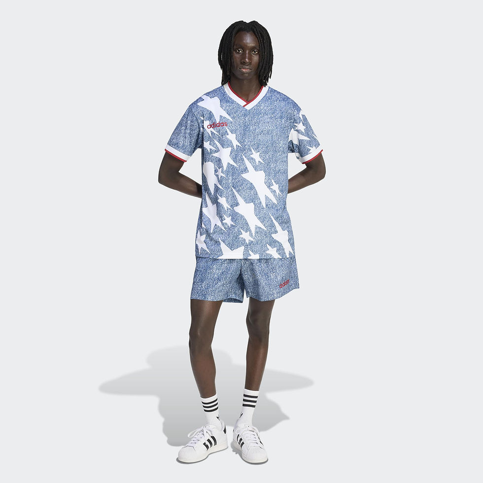 Thumbnail: Adidas USA Denim Graphic Shorts in white/dark blue