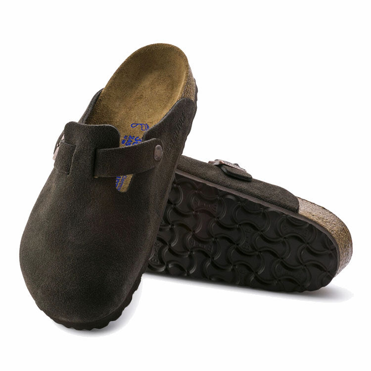Birkenstock Boston Soft Footbed Suede Leather Mocha pair detail