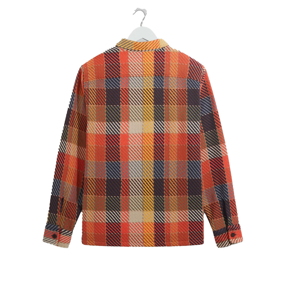 Wax London Whiting Pike Check Overshirt in orange, multi back flat