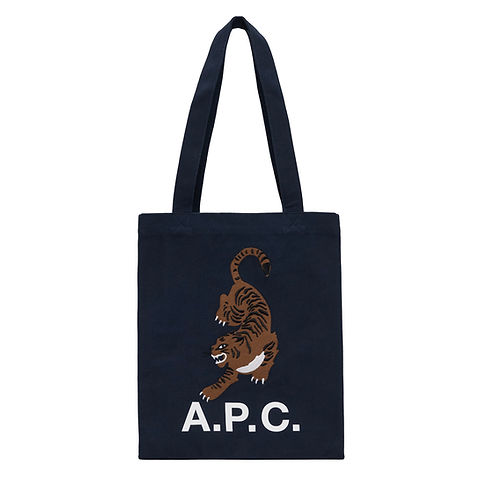 トートバッグ APC Lou Tote Bag Navy Check COGZXM61442IAK COGZXM61442IAKFW2 A.P.C. Lou Tiger Tote Bag | navy | Evolve Clothing Gallery