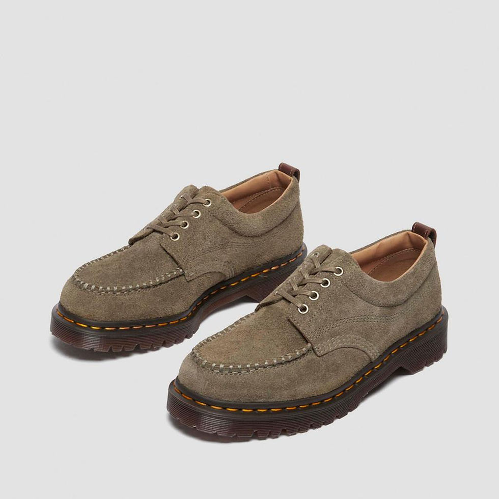 Dr. Martens Lowell Suede Moc Toe Shoes in olive dark brown