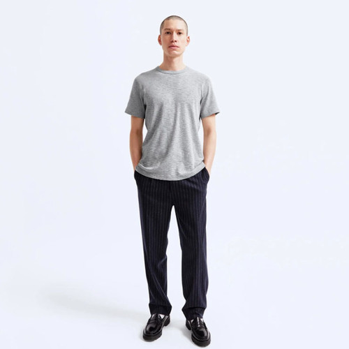 【Reigning Champ】1x1 スラブコットン・スリム・半袖Tシャツ Reigning Champ 1X1 Slub knit T-Shirt | h. grey | Evolve