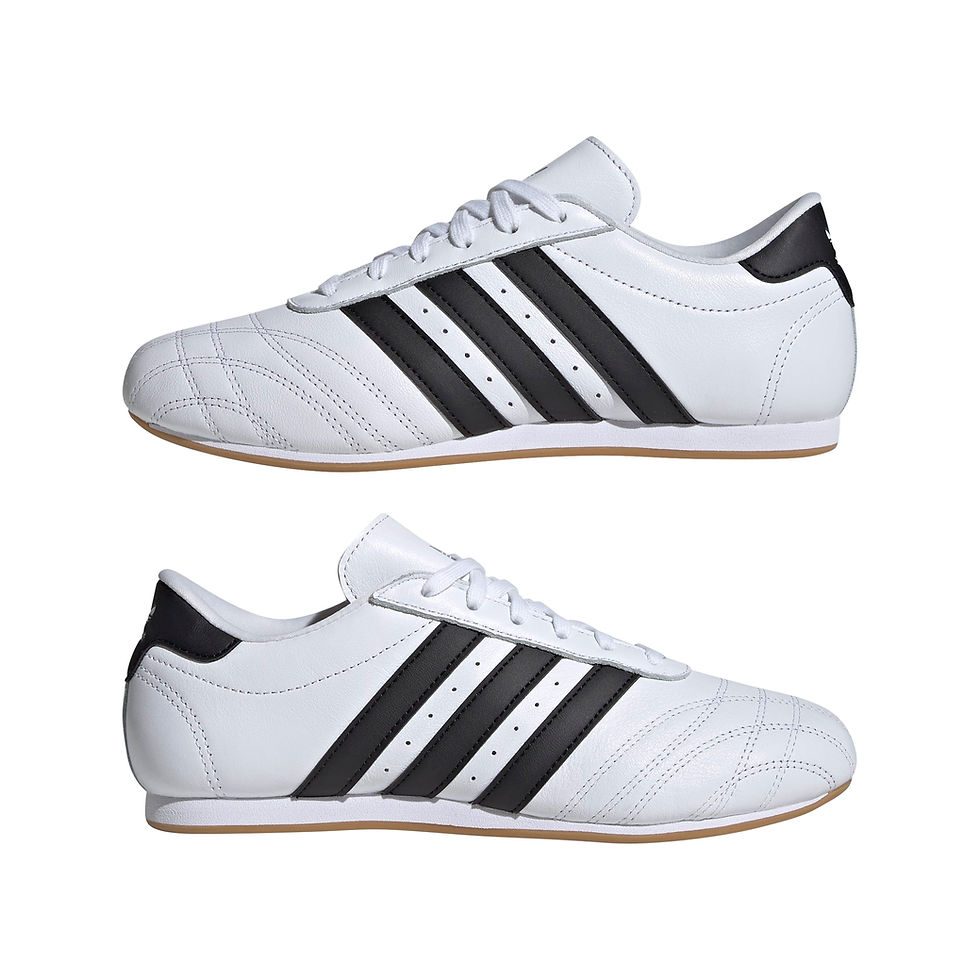 Thumbnail: Adidas Women's Taekwondo Lace Sneakers JS1194 in white leather with black stripes pair
