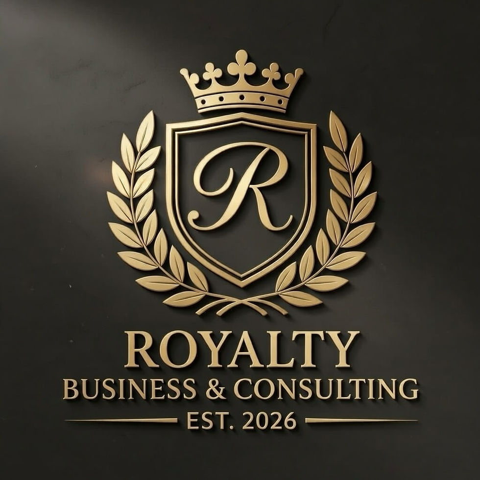 Royalty Business & Consulting Gold Crest Logo