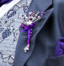 Purple button hole close up