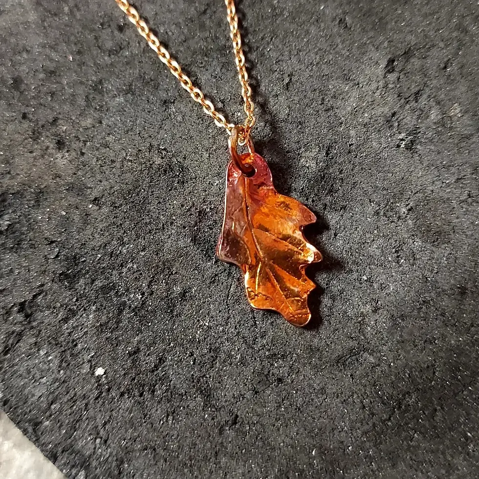 Thumbnail: Tiny Copper Oak Leaf Necklace 