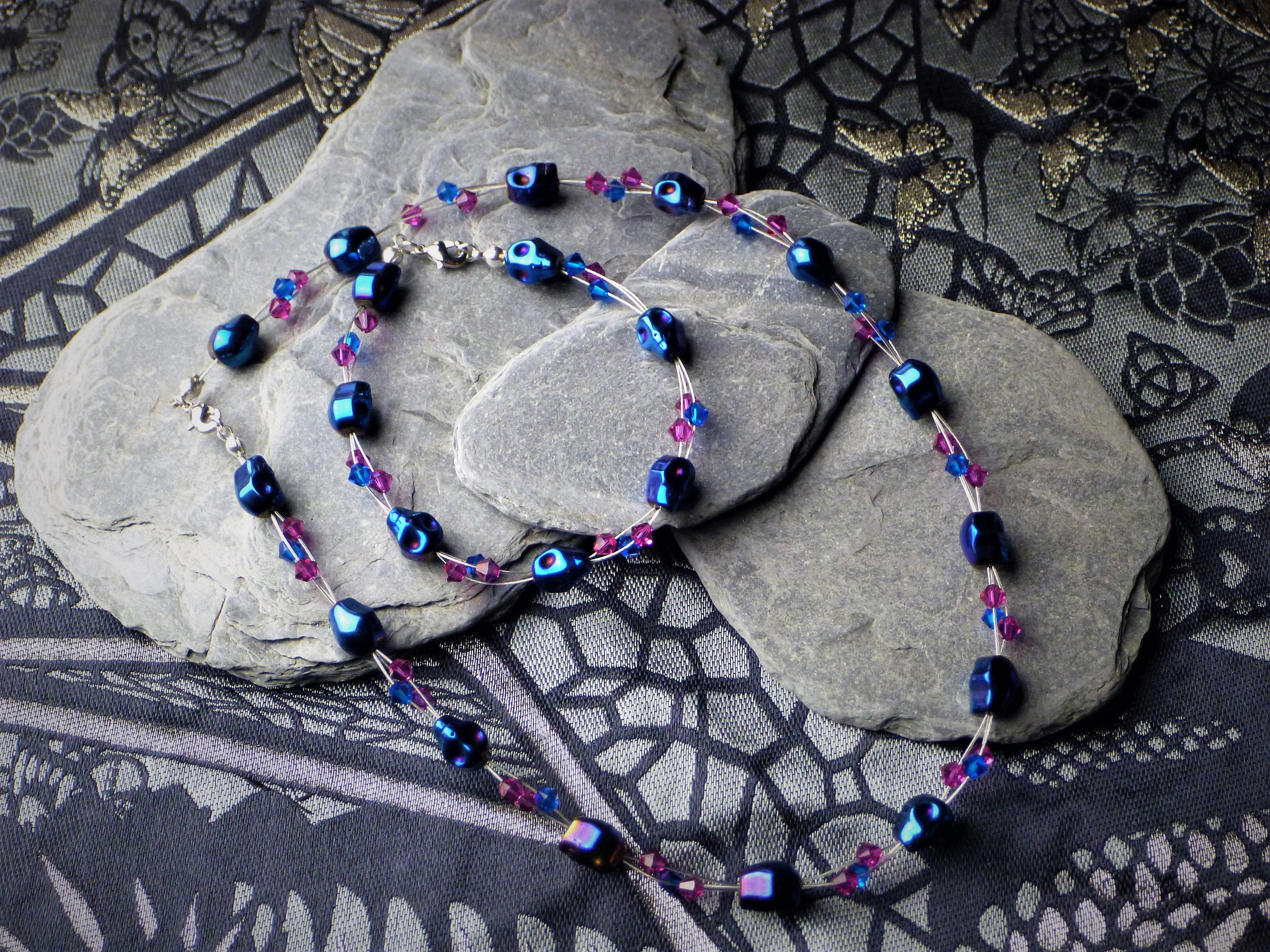 Hematite Skull Necklace