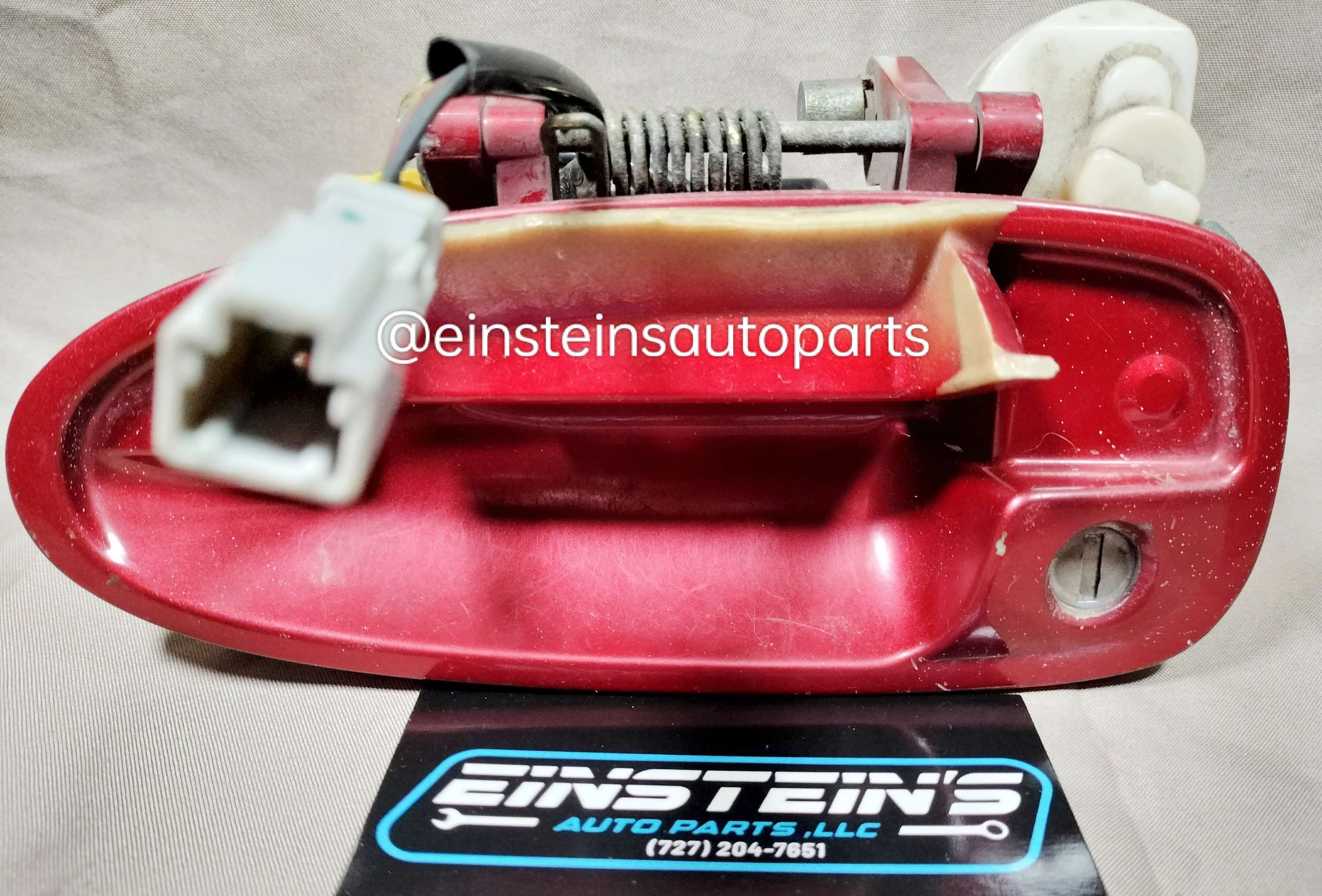 94-01 Acura Integra OEM Driver's Side Door Handle for Parts. Broken handle pull piece. Red. 

