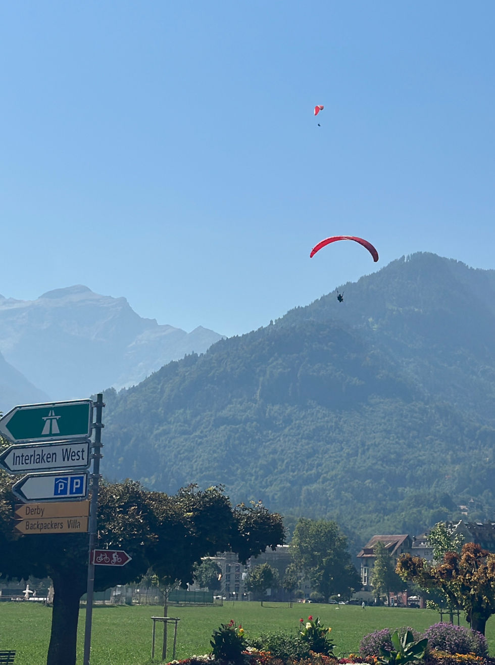 Interlaken, paraglider on alps