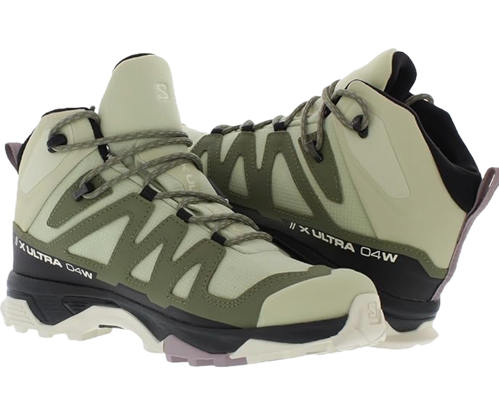 Salomon X Ultra 4 Mid GTX women's hiking boot in alfalfa green, Gore-Tex waterproof with Contagrip outsole