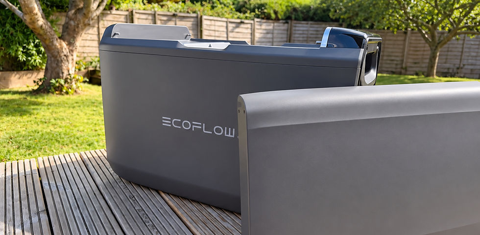 EcoFlow Glacier Classic 45L open on the pitch with the dual zone fridge and freezer compartments