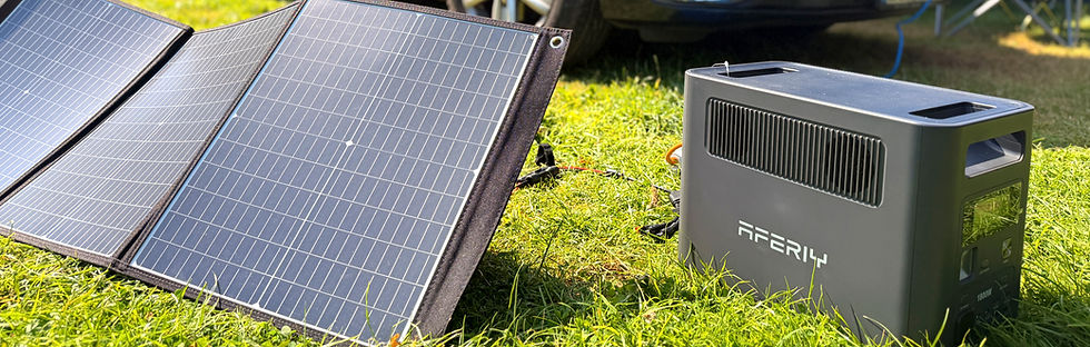 Portable solar panel charging the AFERIY P180 in daylight