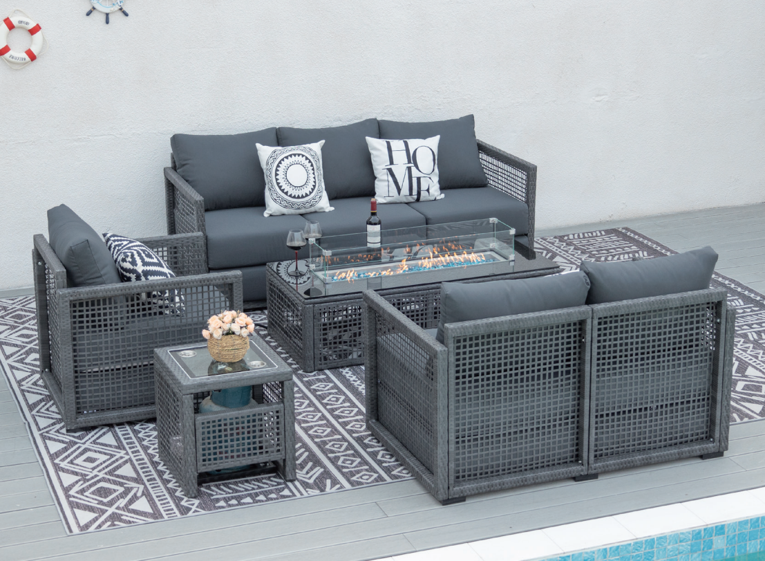 Milan - 6 seater outdoor sofa set and fire table