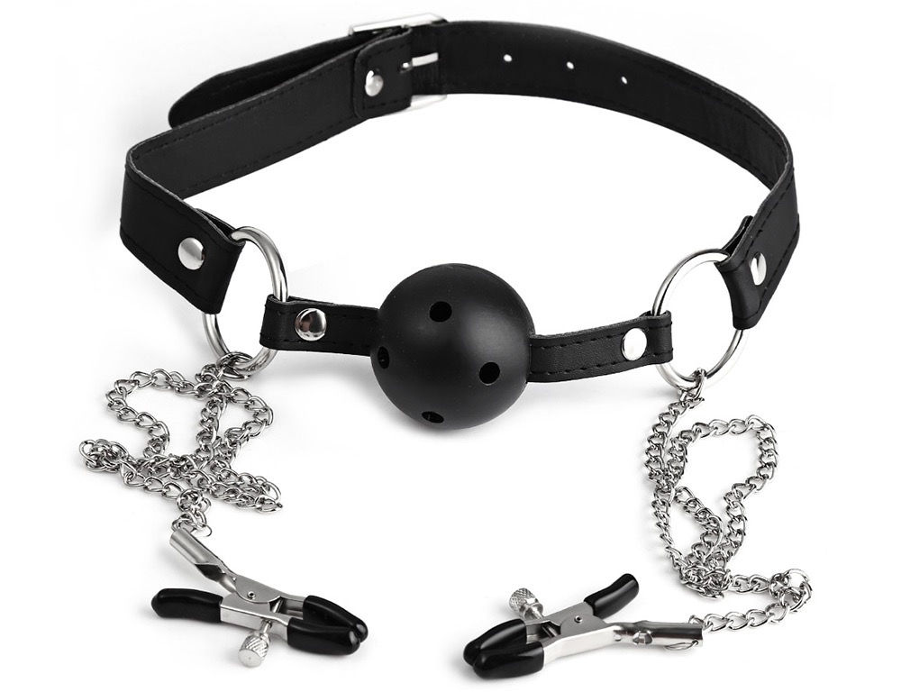 Gag Ball & Nipple Clam Set