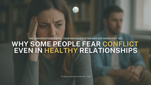 Person feeling anxious before a difficult conversation despite being in a supportive and healthy relationship.