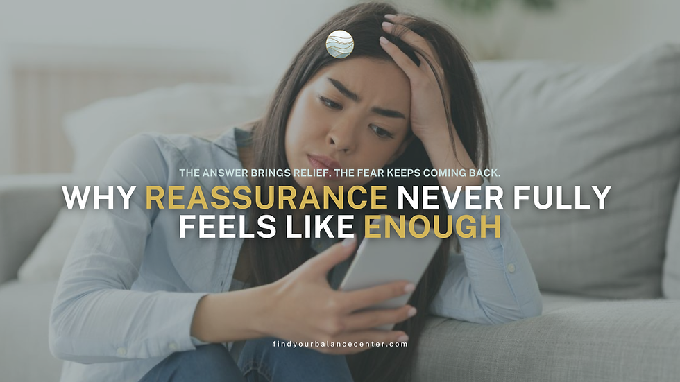 Person experiencing relationship anxiety while checking their phone and seeking reassurance from a loved one.