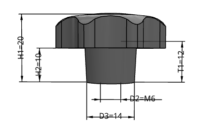 Miniatura: PERILLA PLASTICA ACERO CARBONO M6