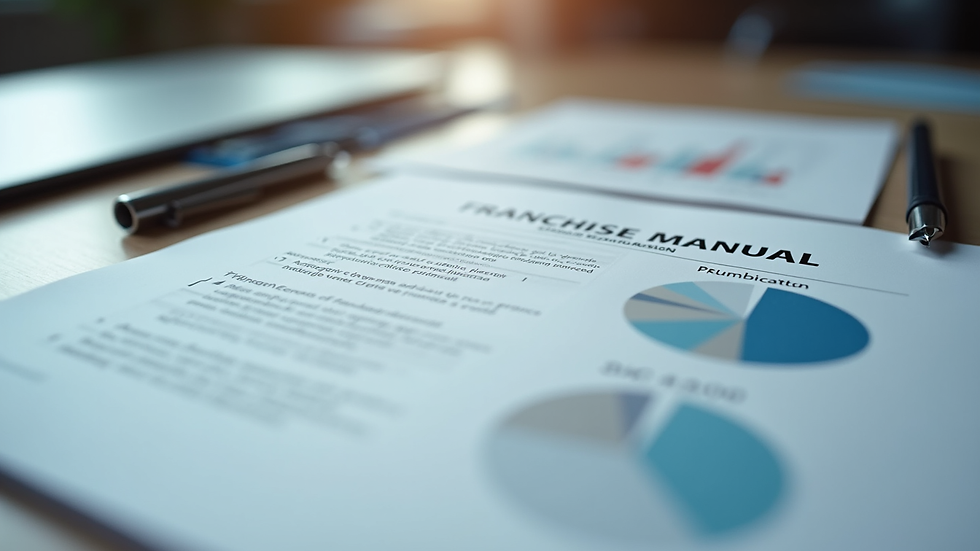 Close-up view of a franchise operations manual and training materials