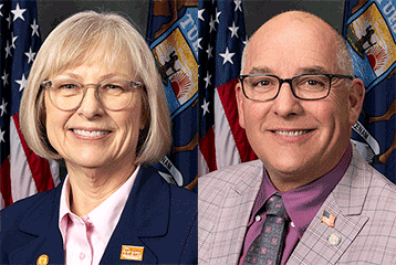 Senators Rosemary Bayer and Joseph Bellino Jr.