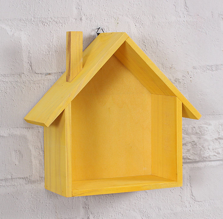 Thumbnail: Creative Wooden Wall Decor Retro Colored House Shaped Shelf Shelves Wood Childre