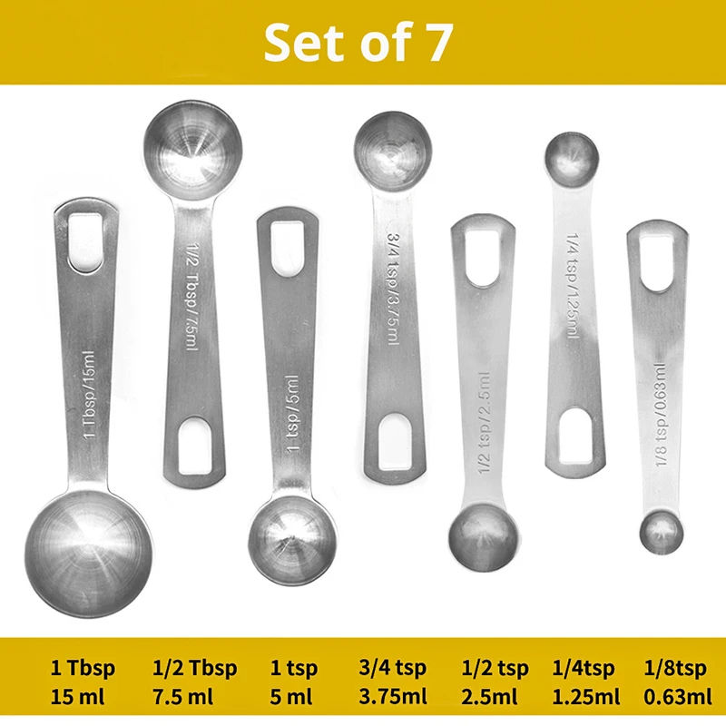 Thumbnail: 6/9/11Pcs Measuring Spoons Set Stainless Steel Seasoning Coffee Scoop Measuring