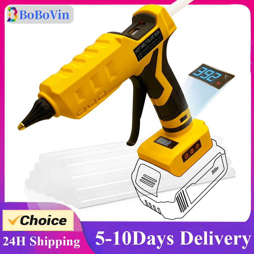 Upgraded 100W Cordless Glue Gun for Dewalt 20V Battery,  Digital Temperature Adj