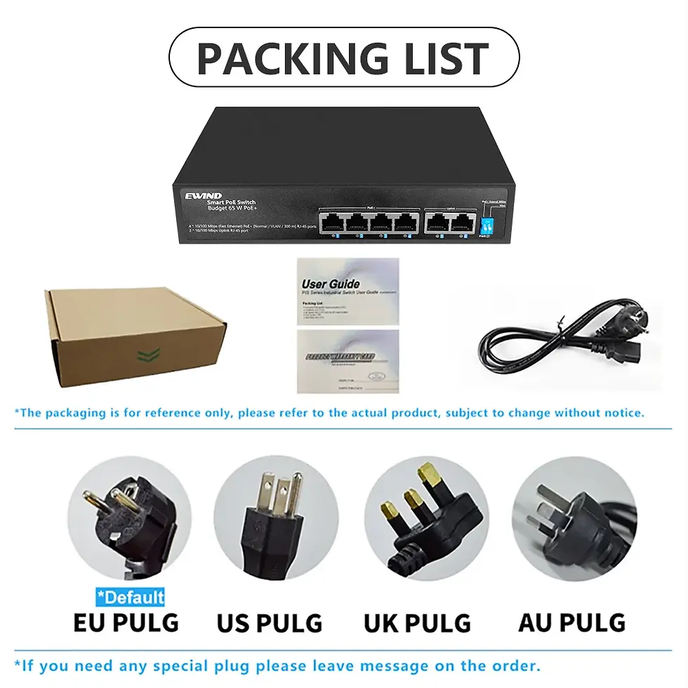Thumbnail: Ethernet network switch, 6 port PoE Switch, 10/100 Mbps, Smart Switch, plug and
