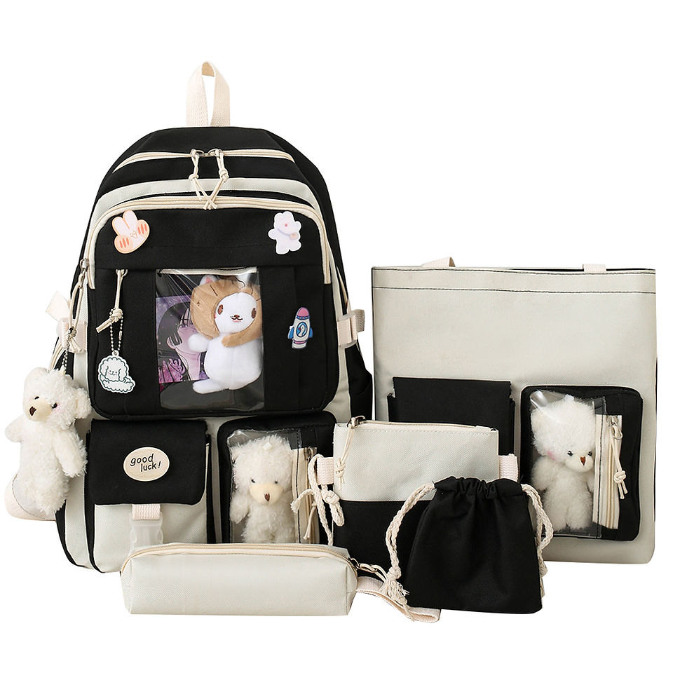 Thumbnail: 5pcs Girls Backpack School Bags for Teenage Girls Multipockets Backpack Women Mo
