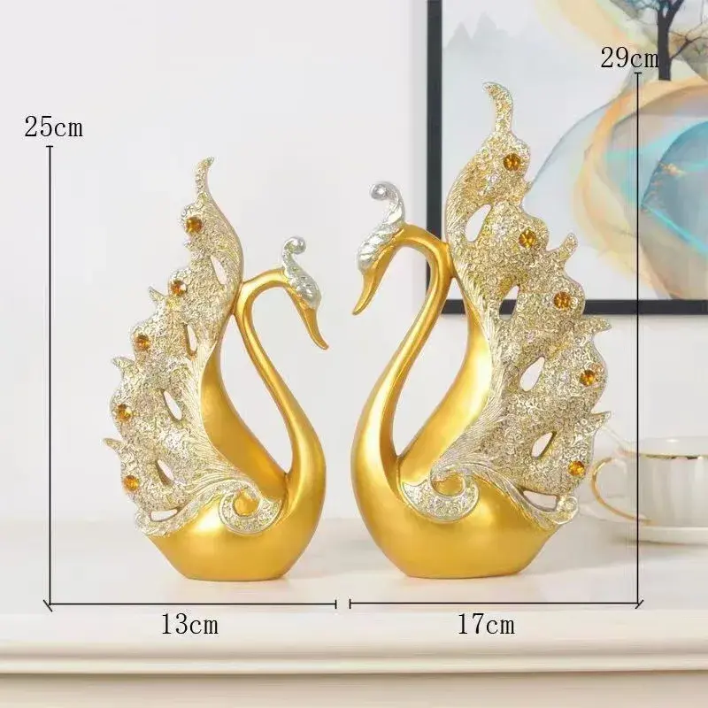 Thumbnail: Creative European Couple Swan Home Decor Living Room Entrance TV Cabinet Wine Ca