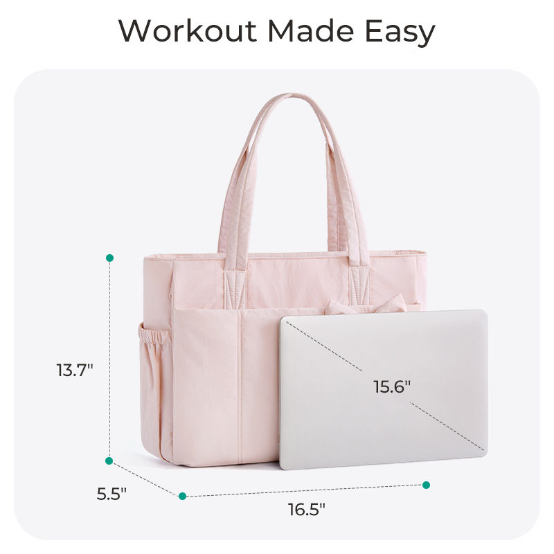 Thumbnail: BAGSMART Padded Tote Bag With Bow Casual Quilted Padded Women Shoulder Bags Fit