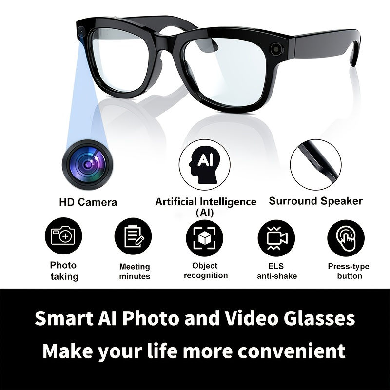 Thumbnail: AI Smart Glasses Built-in HD Camera Glasses Bluetooth Wireless Audio Intelligent
