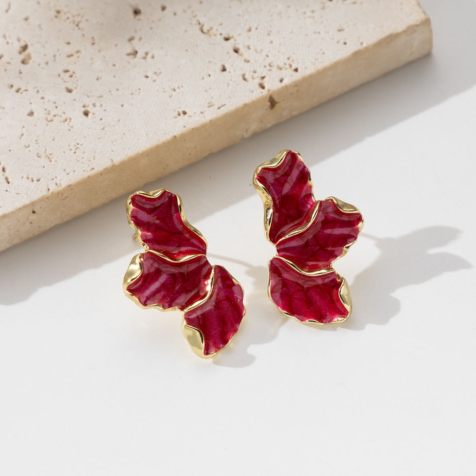 Thumbnail: Enamel Flower Stud Earrings for Women Red Green White Color Girl Korean Delicate