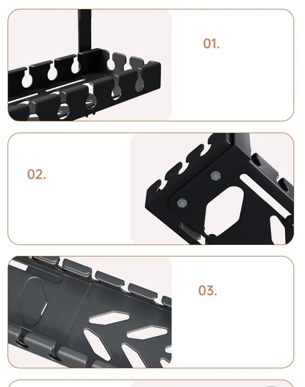 Thumbnail: Under Table Storage Rack No Punching Metal Cable Management Tray Home Office Des